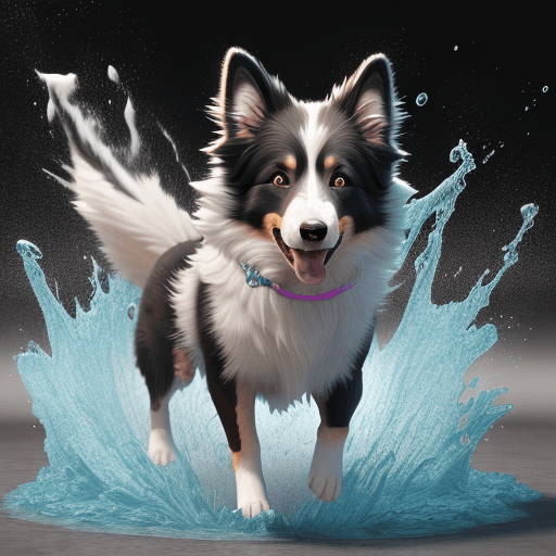 AI generated: boarder collie, realistic uhd, 8k render, hyper realistic image,  turbulent fluid --v 5