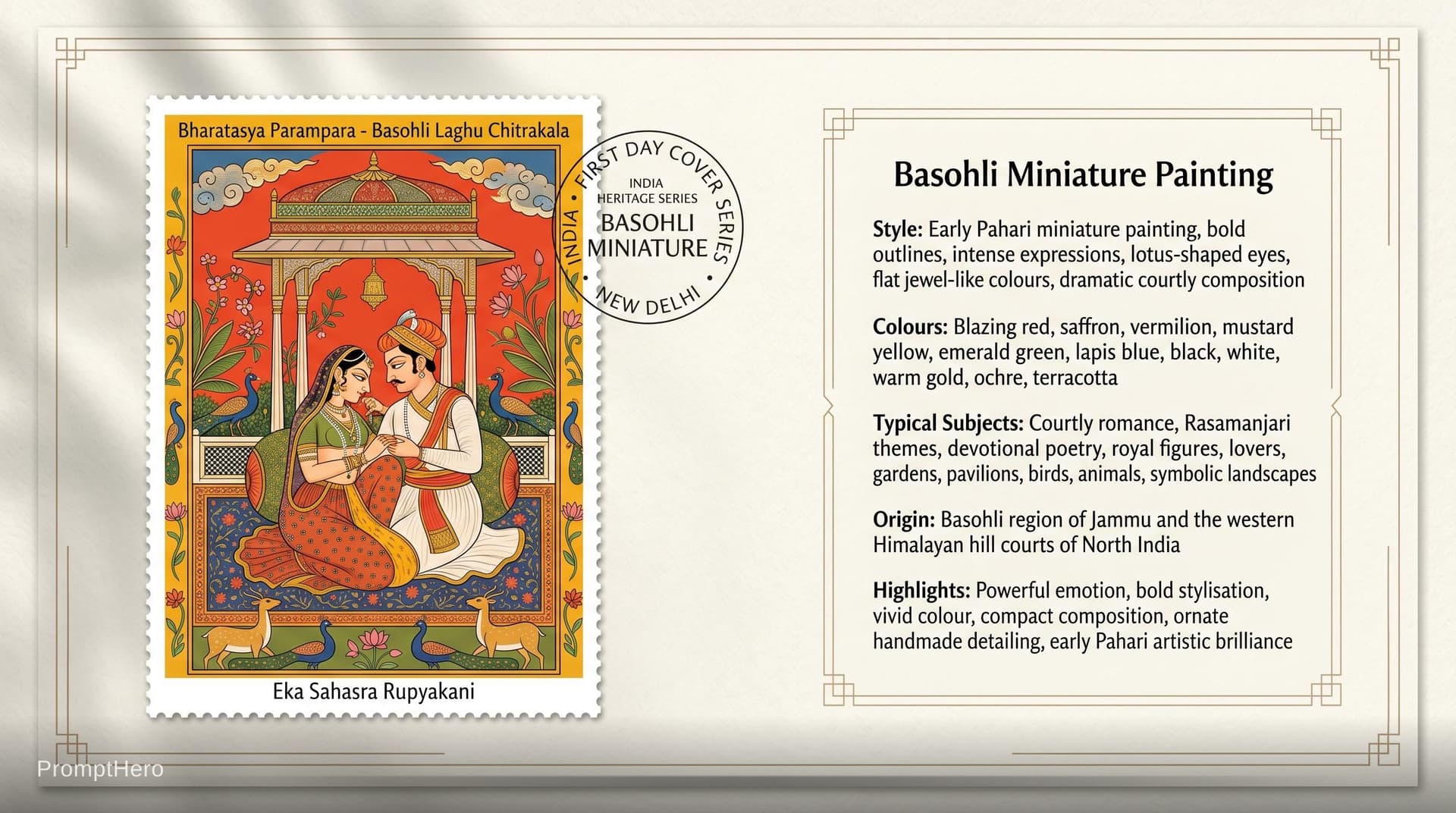 AI generated: Create a 16:9, 4K premium commemorative First Day Cover envelope inspired by India Post heritage des...