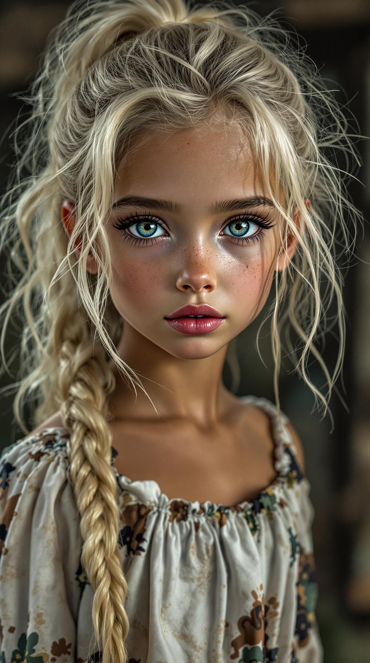 AI generated: a professional photo of a exceptionally beautiful girl in the world (age 7), (seven year old) highly...