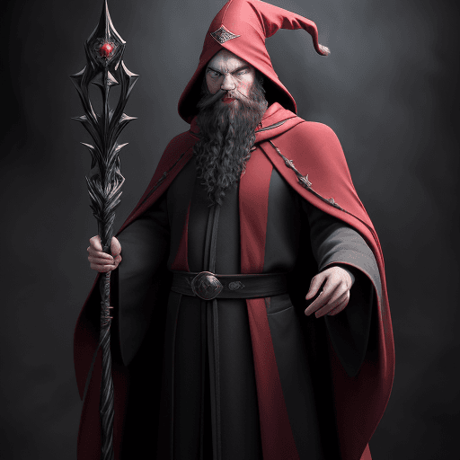 AI generated: ((extreme detail)),(ultra-detailed), super villain, male, wizard, short black hair, long black beard...