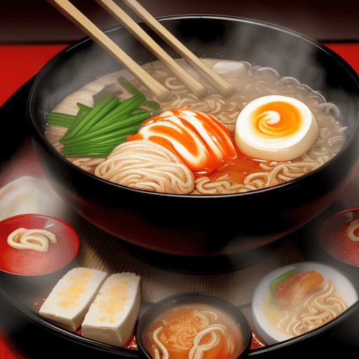AI generated: hot ramen at night in japan
