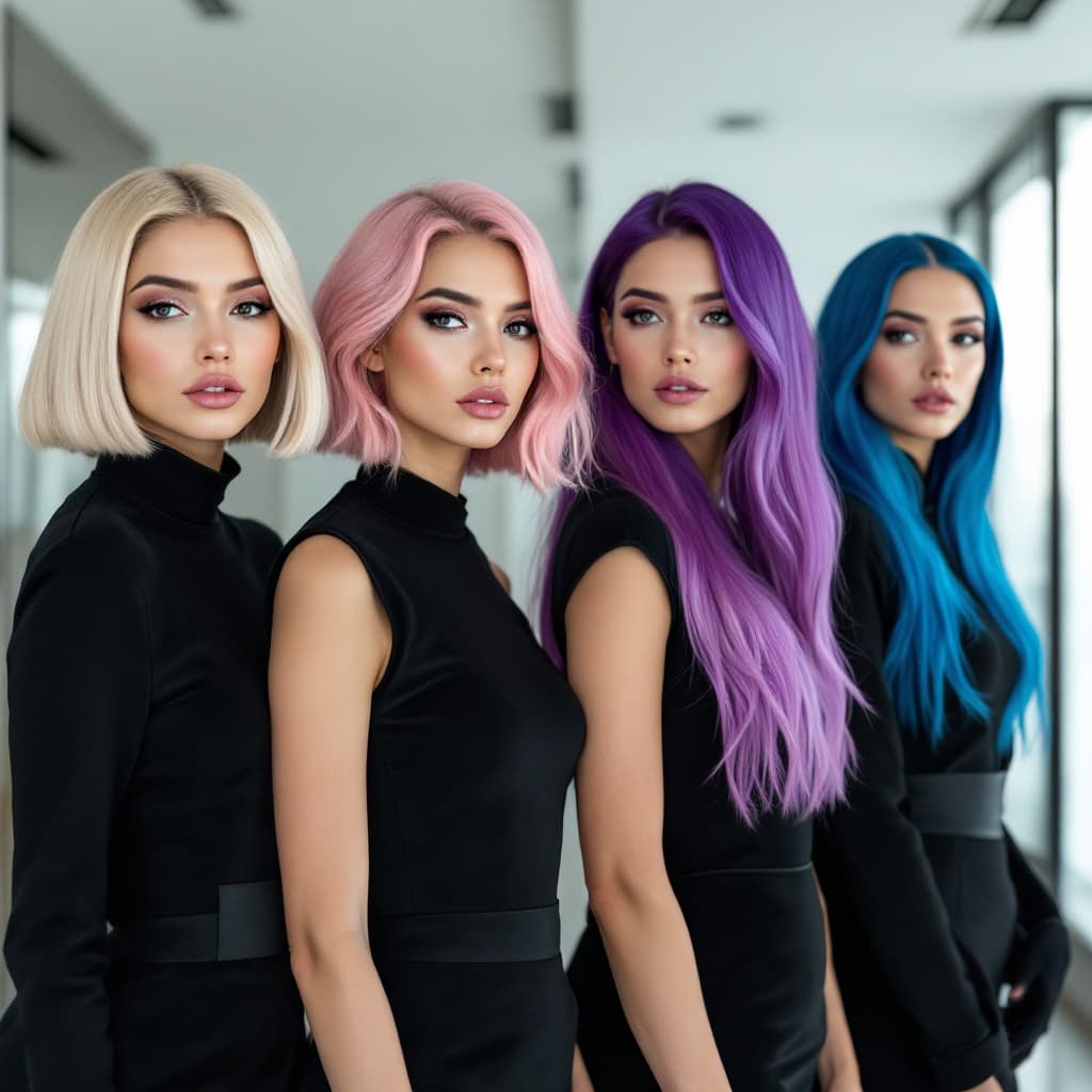 AI generated: A high-fashion editorial picture of four women servants in a style of modern fashion photography, on...