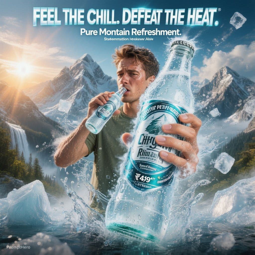 AI generated: Create a premium cinematic summer drink advertisement poster in ultra-realistic 4K quality. The adve...