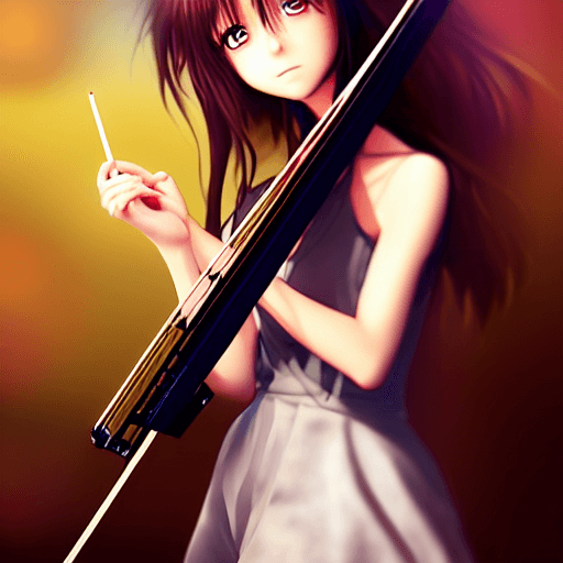 AI generated: anime girl Playing the violin instrument , digital Art, realistic, detailed, Trending cinematographi...