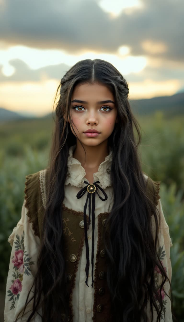 AI generated: a professional photo of a exceptionally of the most beautiful Mexican girl in the world, (age 11), (...