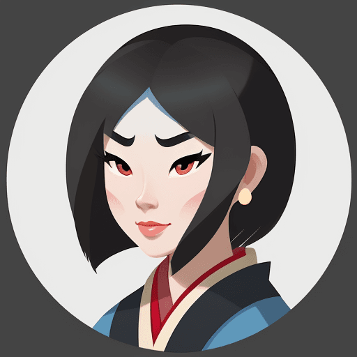 AI generated: Mulan illustration, symmetrical, flat icon design