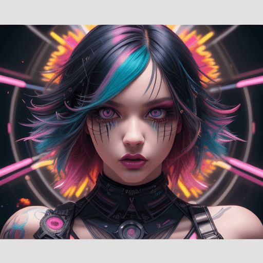 AI generated: "Explore the vibrant world of CG illustration as our emo supermodel takes center stage in an explosi...