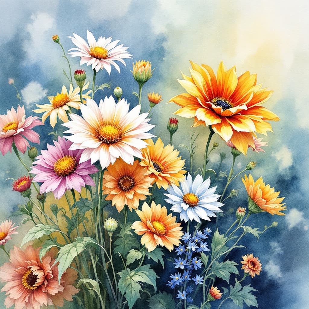AI generated: water color painting of flowers
