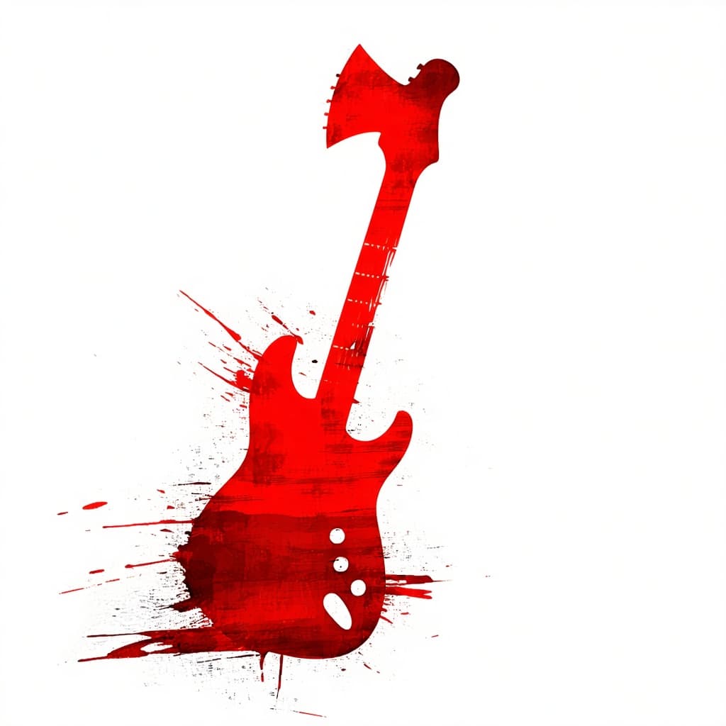 AI generated: A high-resolution logo featuring a purely abstract, symbolic axe-inspired form painted in solid vivi...