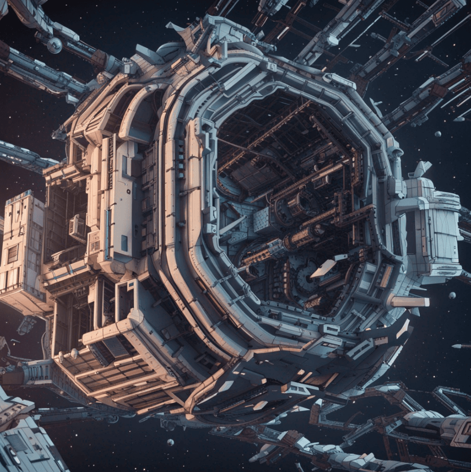 AI generated: abandoned space station in space, detailed space station, space station, many details, detailed spac...