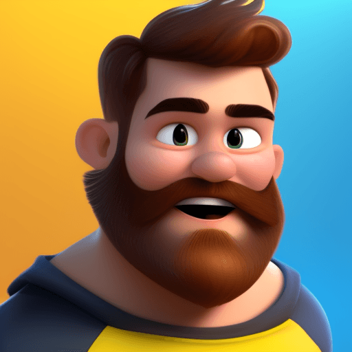 AI generated: cartoon 3D sunny bright Pixar-style image : 20 years old: light brown beard : freckles : super hero ...