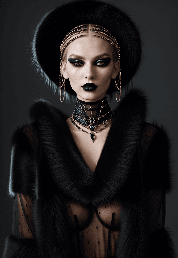 AI generated: The most beautiful fashion model, goth, sophisticated and fashionable, intricate, beautiful, designe...