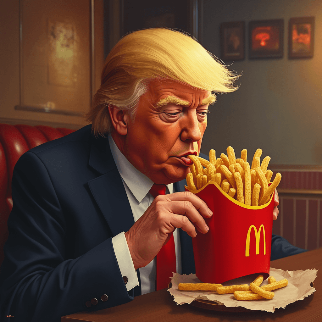AI generated: Donald Trump eating McDonalds