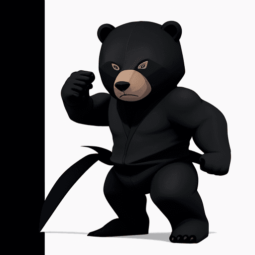 AI generated: ninja bear in black suit cartoon minimalistic 