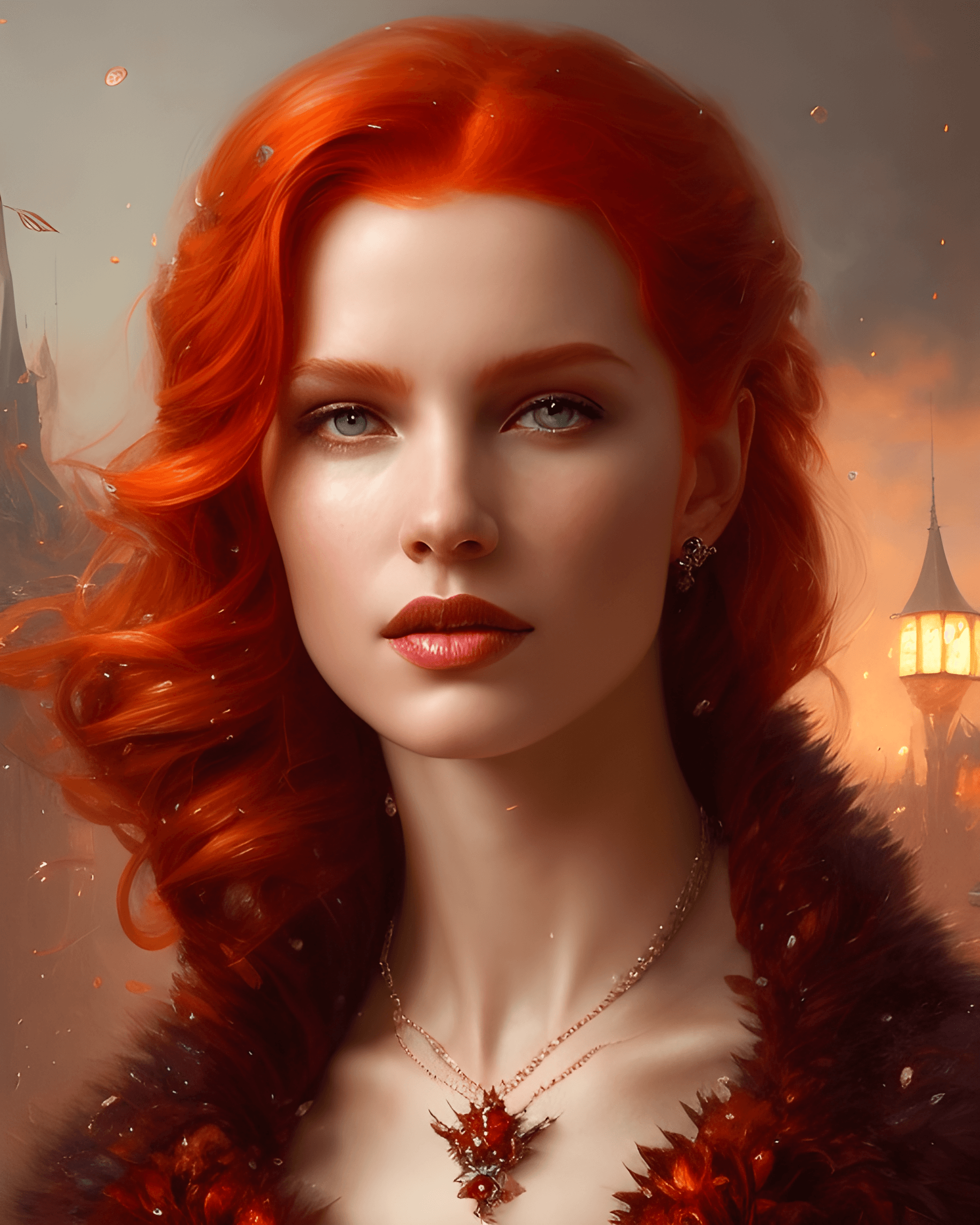 AI generated: art by adrianus eversen, red hair, an ultra hd detailed painting, digital art, Jean-Baptiste Monge s...