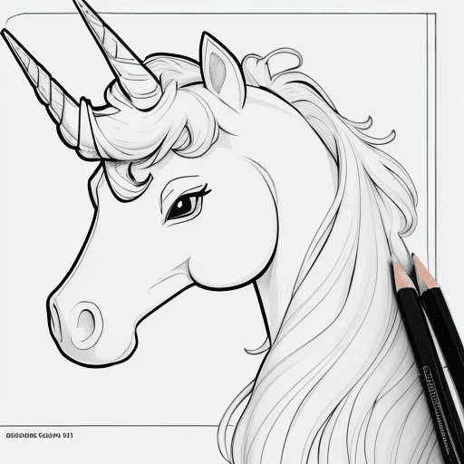 AI generated: unicorn, black lines white background, clean simple line art, no background, clean coloring book pag...