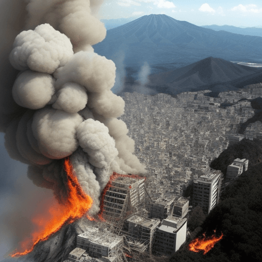 AI generated: earthquake, danger, dizastour, fire, help, Japan, 2010