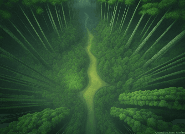 AI generated: ((A R T)) word, forest landscape, rain forrest, text mix background), setting top view, word (Infec...