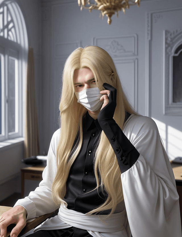 AI generated: -style anime like one pice .A young man in his 20s with a moderate build and long blonde hair, weari...