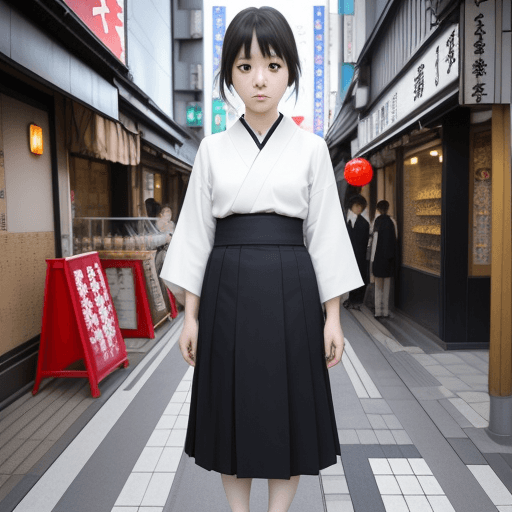 AI generated: japanese vietnamese sexy girl, in western dress but with skirt; normal length of Japans, coloured ey...