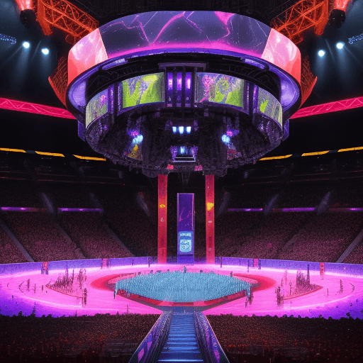AI generated: Generate a vibrant image of a Futuristic Arena, where humans and machines collide in a gladiatorial ...