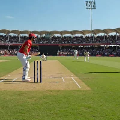 AI generated video: Realistic HD cricket ground with RCB jersey .
