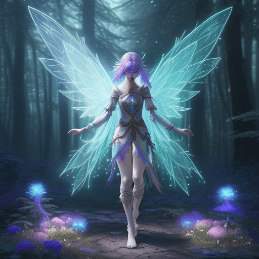 AI generated: Magical Forest scenery, chronomancer(a female), a time-manipulating mage,clean skin, particles of li...