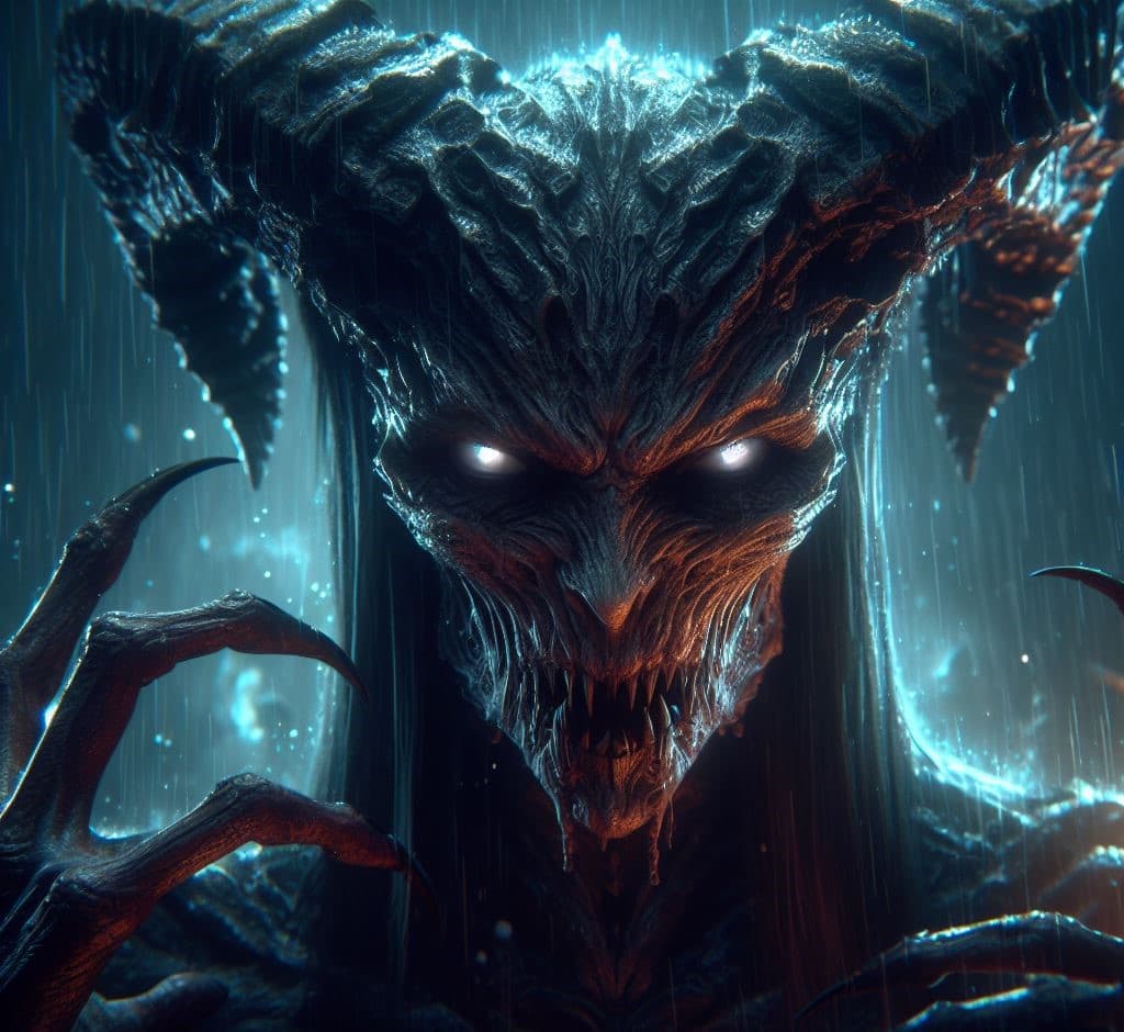 AI generated: Plunge into the dark world of Diablo with Lilith taking center stage. Employing advanced 3D techniqu...