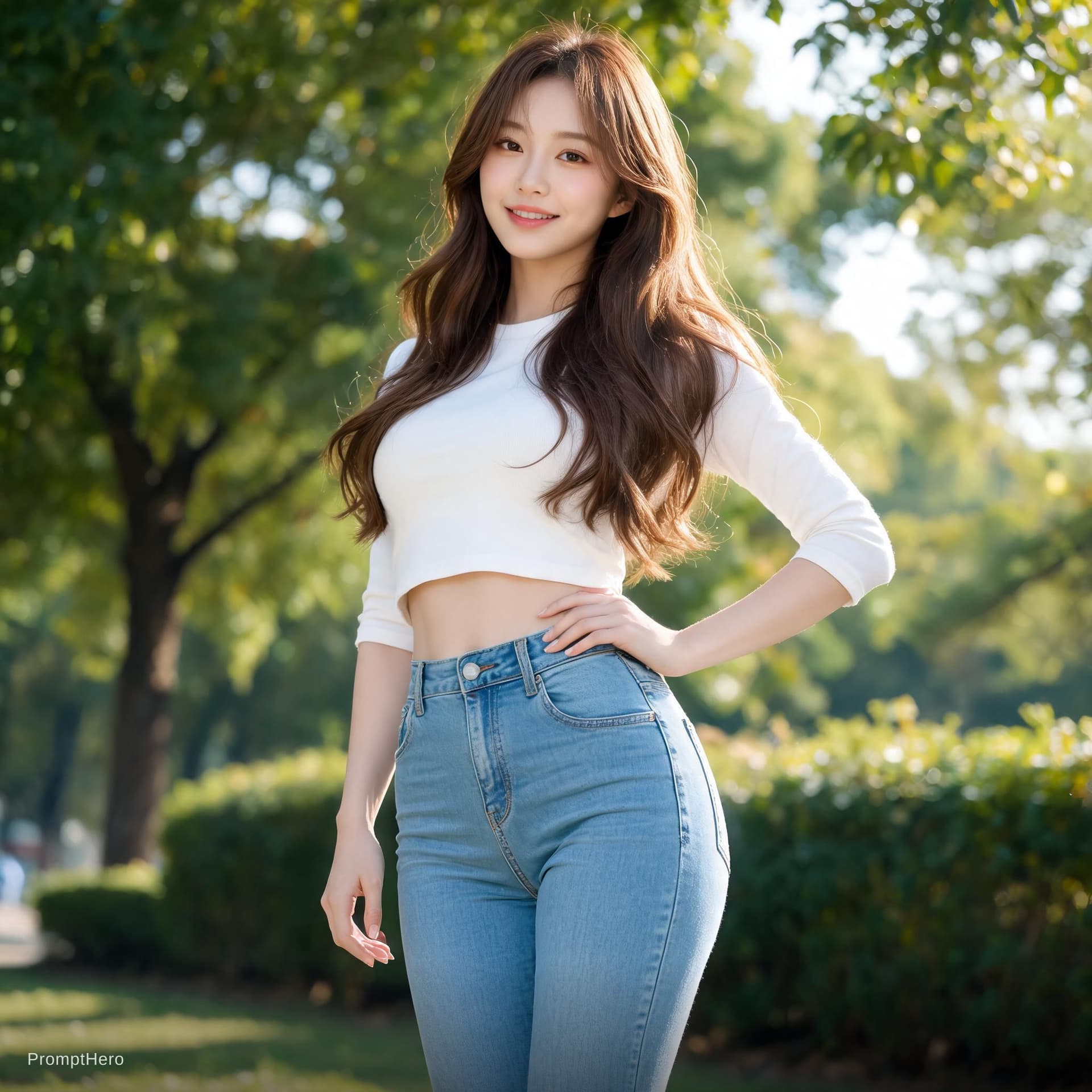 AI generated: Beautiful woman in tight jeans showing asd
