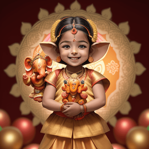 AI generated: A highly detailed and vibrant digital artwork of a cute young child smiling joyfully while holding a...
