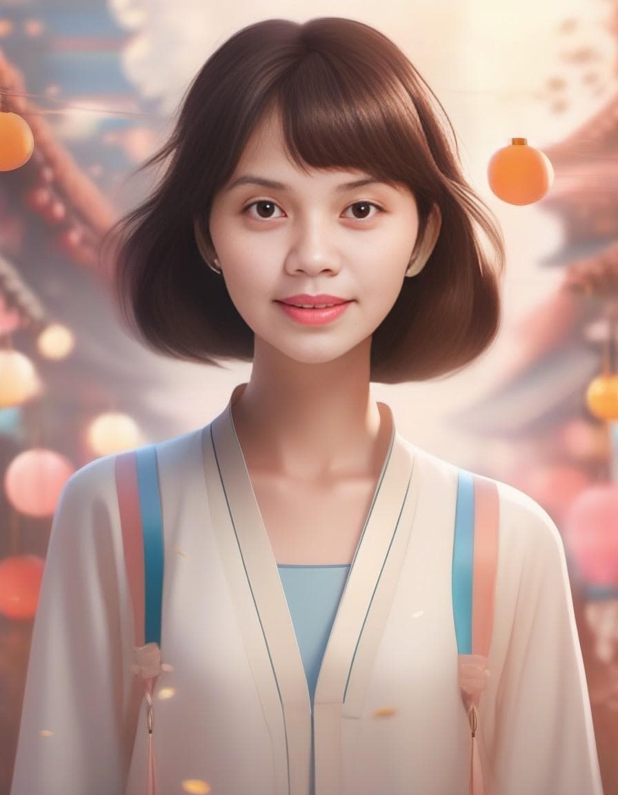 AI generated: Flat illustration, Cute girl, chinese idol, close up, 3D, Tiny cute, depth of field, Bokeh, Hyper de...