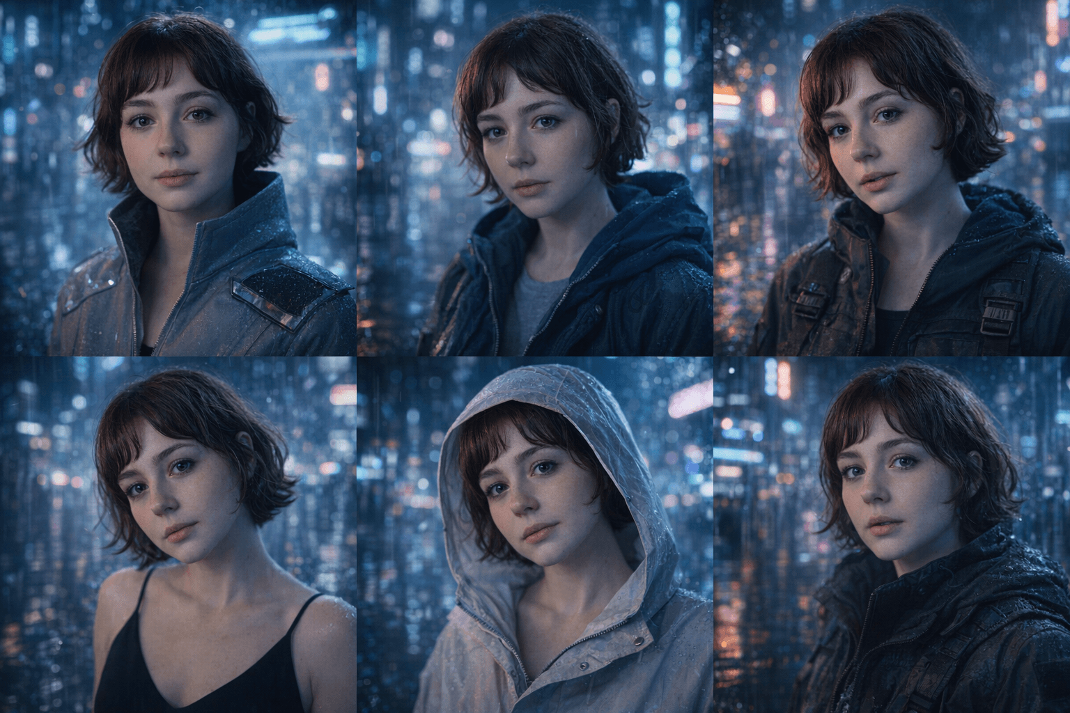 AI generated: Create a series of high-quality cinematic images featuring the same female character, maintaining id...