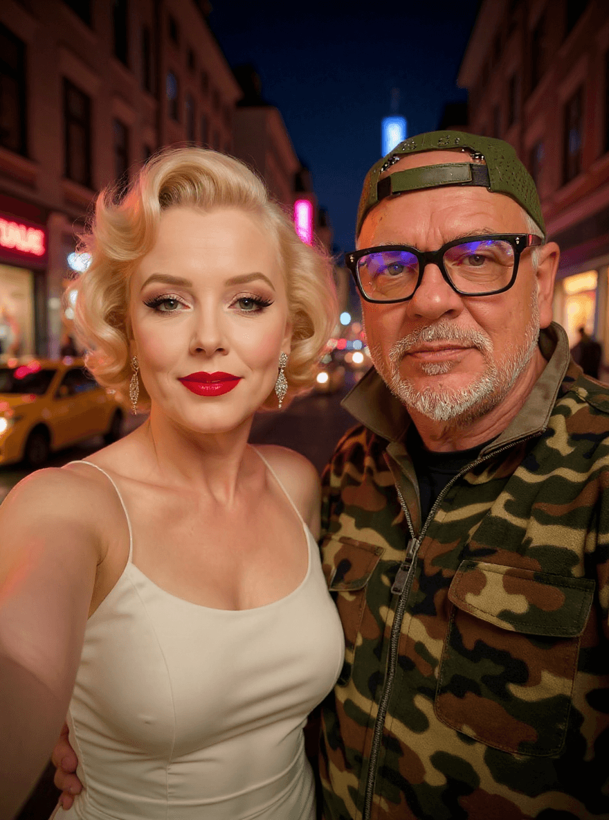 AI generated: Ultra-realistic 8K selfie of Marilyn Monroe (around 30 years old, iconic Hollywood actress of the 19...