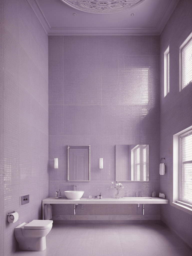 AI generated: High resolution photography interior design, bathroom, water on the floor, modern furniture and deco...