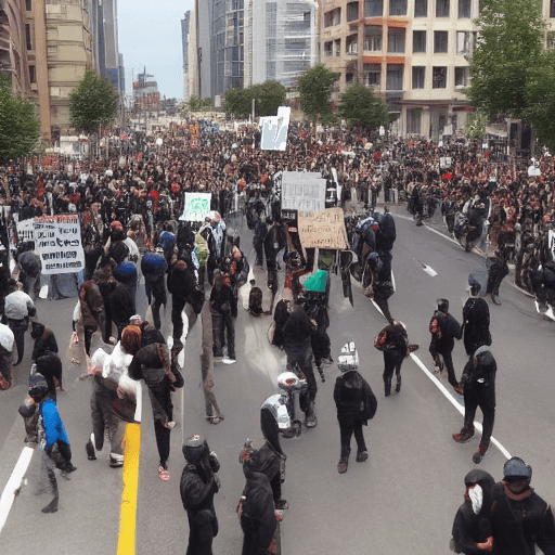 AI generated: Protesters on street 