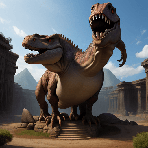 AI generated: dinosaur temple 4k