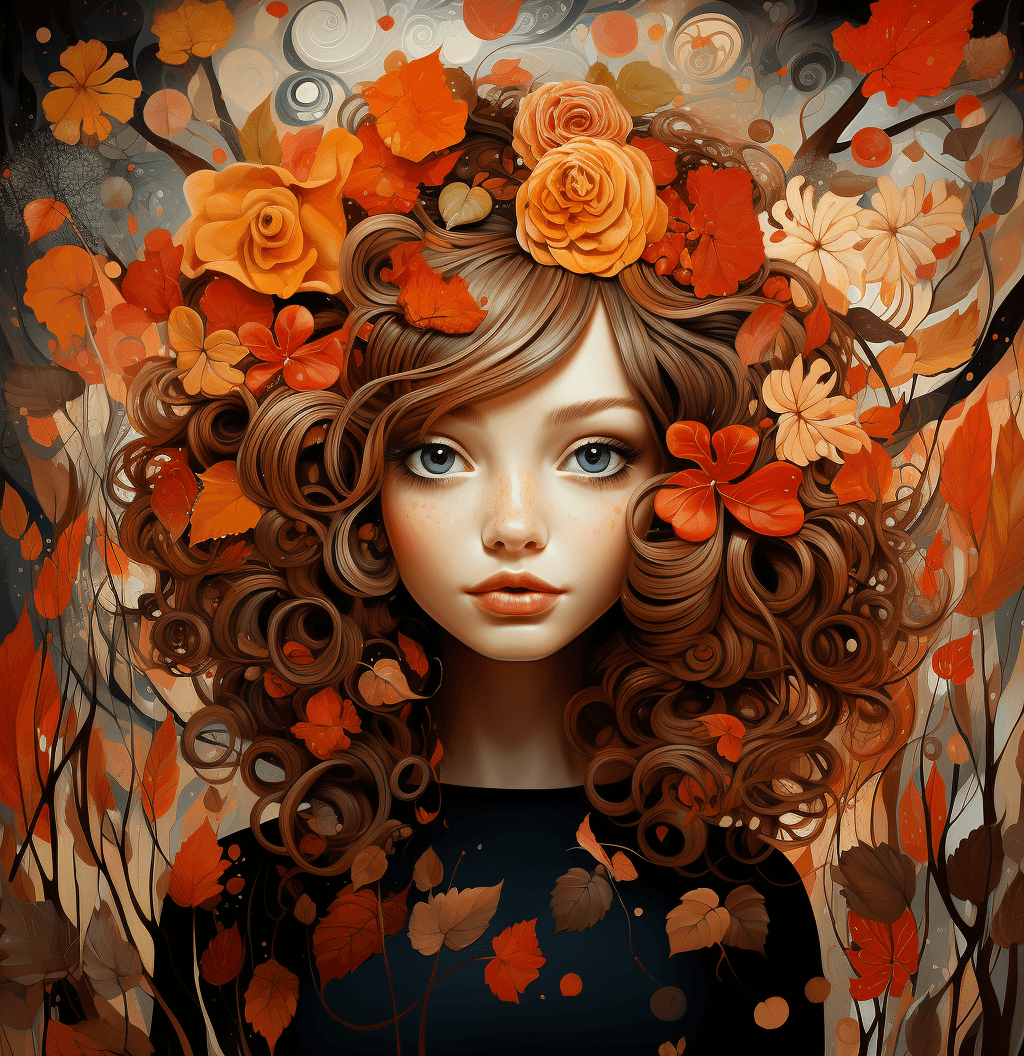 AI generated: fall inspired art, digital painting, in the style of sophie wilkins, irene sheri, naoto hattori, poi...