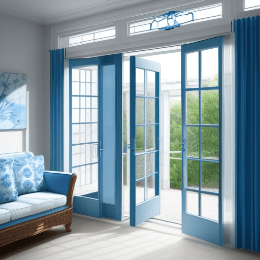 AI generated: sliding window with blue and white theme