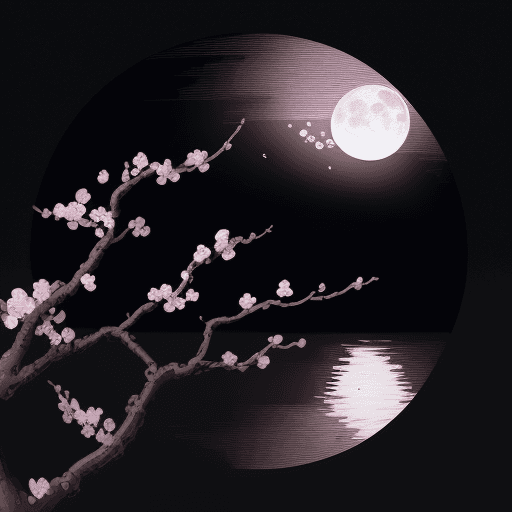 AI generated: A painting of a plum blossom with the moon in the background, inspired by George Lacom, James A. R. ...