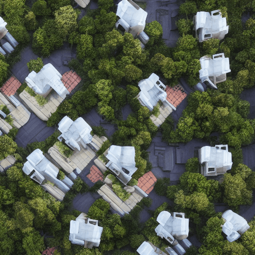 AI generated: professional movie photograph of, villas architecture tiny, biophilia; tiny, duplex, mirror volumen,...