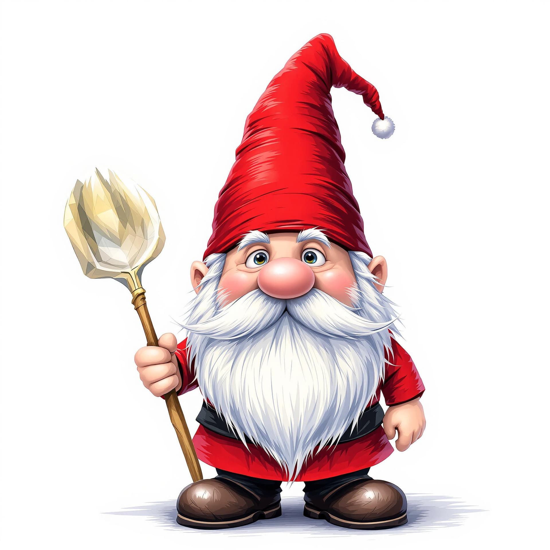 AI generated: gnome in red hat, realistic style, white background
