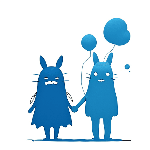 AI generated: [a whimsical blue line art : minimalist illustration], suitable for print on demand and captivating ...