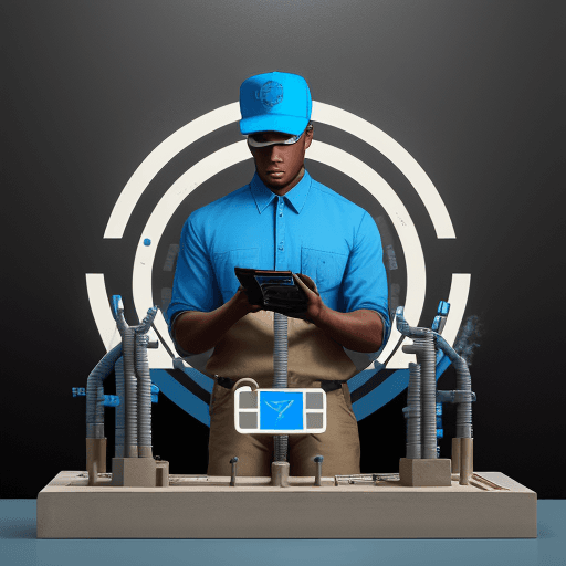 AI generated: Minimalist hyperrealistic logo for the company Handy Cory, using the colors electric blue, beige and...
