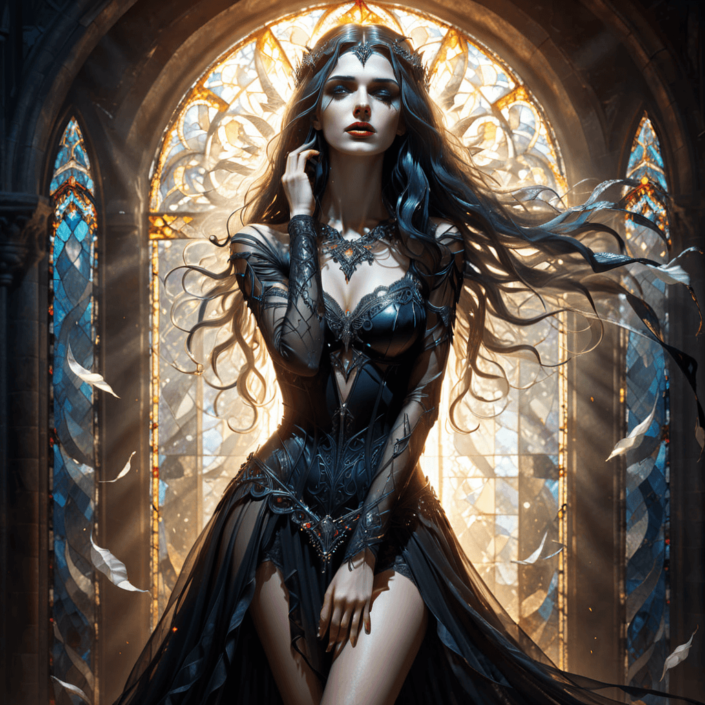 AI generated: surreal masterpiece of a gothic snowwhite, crying and angry, gothic enchantress levitating (adorned ...