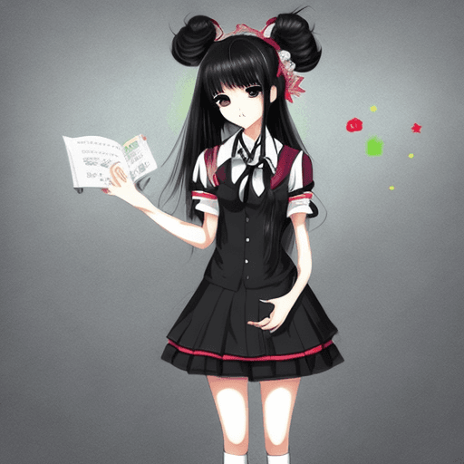 AI generated: A gorgeous looking anime girl with black hair wearing a school dress ,anime style 