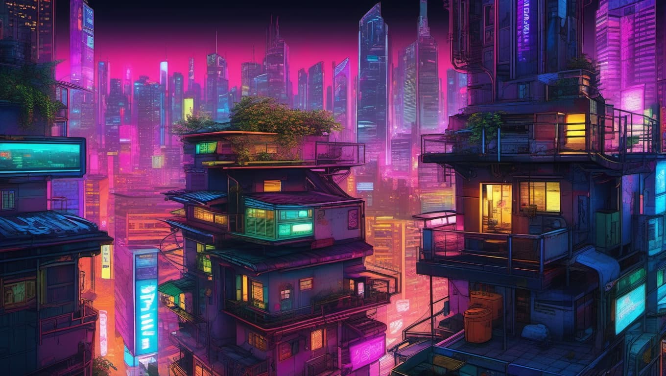 AI generated: cyberpunk style, master piece, best quality, digital drawing, RAW photo cyberpunk city, neon lights,...