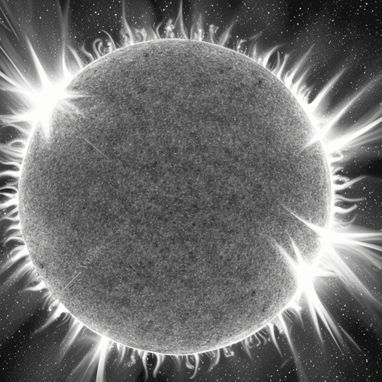 AI generated: realistic centralized sun as a white fireball on a black background