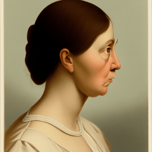 AI generated: profile of a woman of white ethnicity where only the shoulders and above are visible