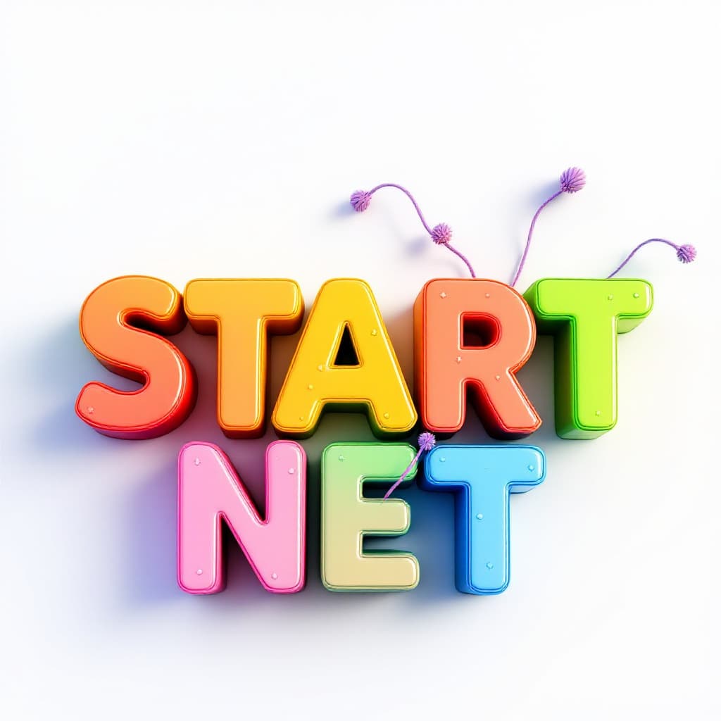 AI generated: START NET 3D modeling em letras coloridas