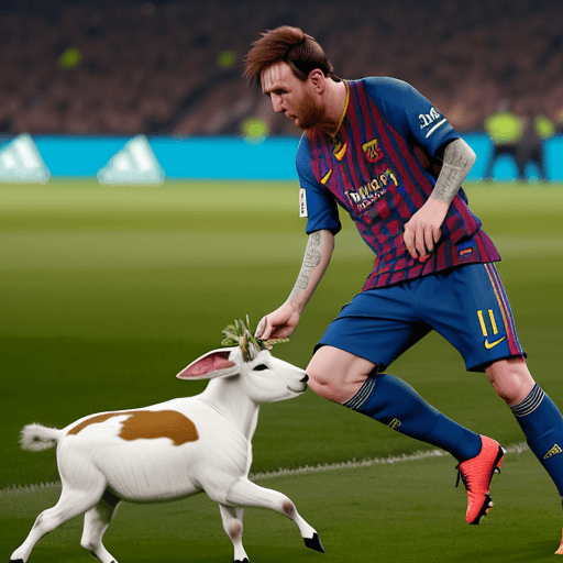 AI generated: Messi montando una cabra